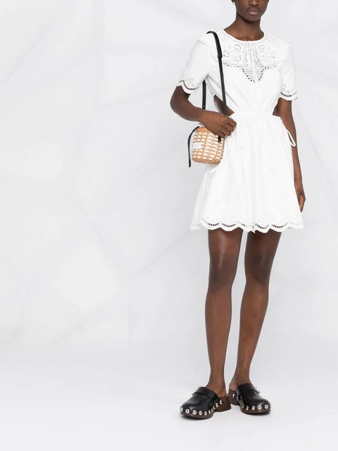 Self-Portrait embroidered short-sleeve dress - White - zdjęcie produktu nr 2