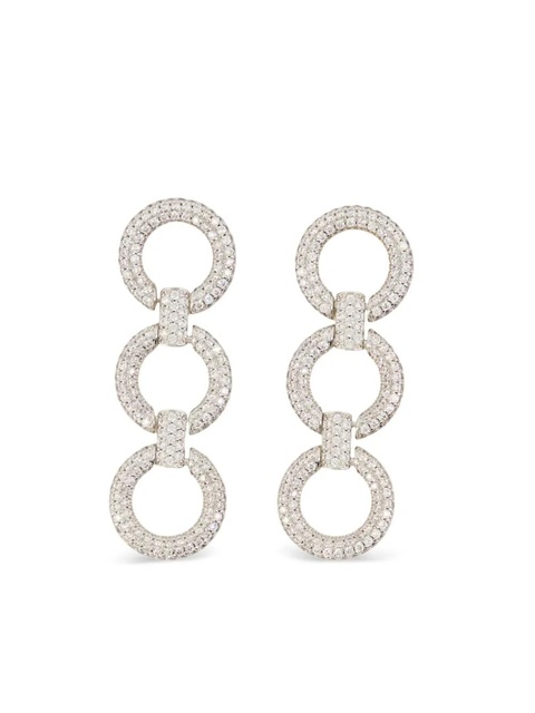 Self-Portrait crystal-embellished circle-link earrings - Silver - zdjęcie produktu nr 1