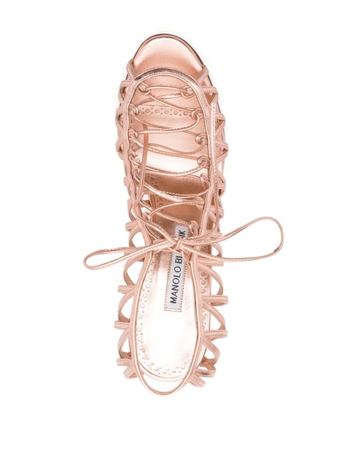 Manolo Blahnik Hamza 100mm strappy metallic sandals - Pink - zdjęcie produktu nr 2