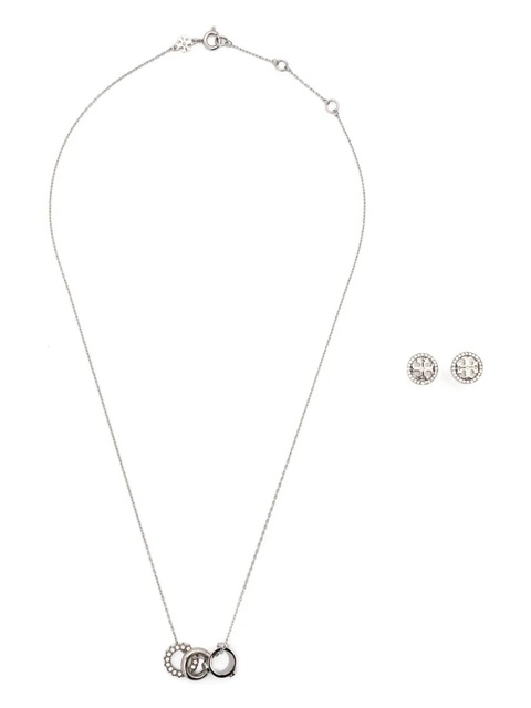 Tory Burch Miller crystal-embellished necklace and earring set - Silver - zdjęcie produktu nr 1