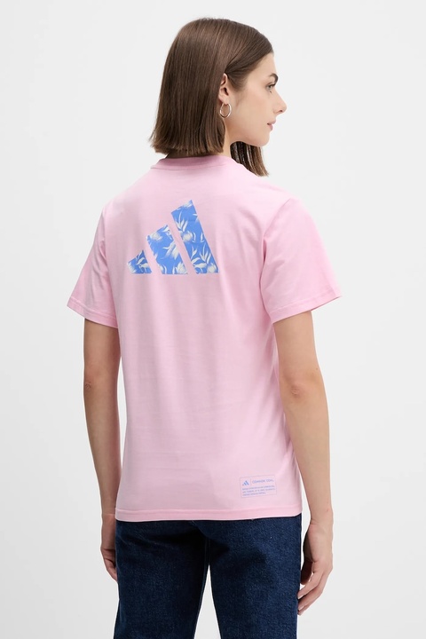 adidas t-shirt bawełniany House of Tiro damski kolor różowy JV8524 - zdjęcie produktu nr 1