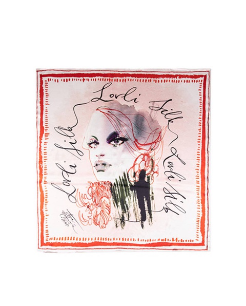 LOVLI SILK - Czerwona chusta z jedwabiu z nadrukiem #NO.18 - zdjęcie produktu nr 1