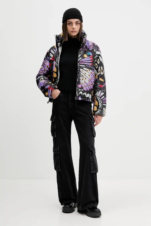 adidas kurtka x Farm Rio kolor czarny zimowa oversize JL8611 - zdjęcie produktu nr 2