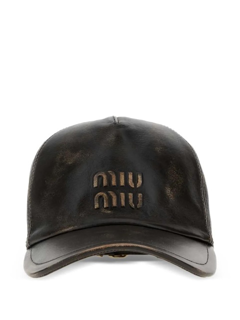 Miu Miu nappa-leather logo baseball cap - Brown - zdjęcie produktu nr 1