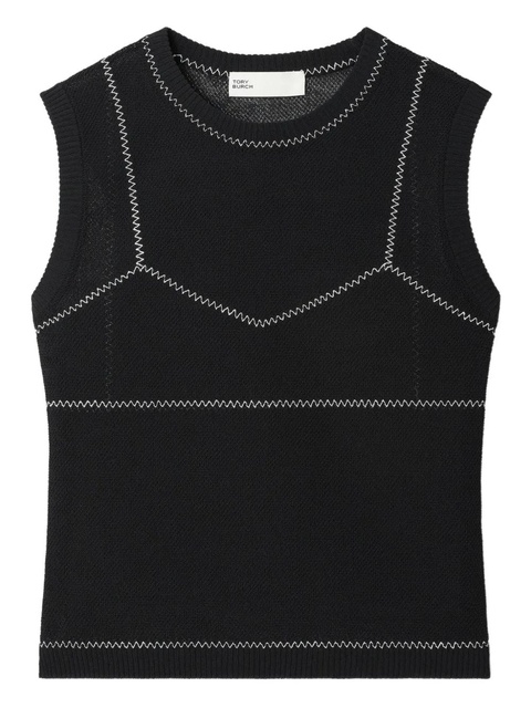 Tory Burch mesh-panel sleeveless top - Black - zdjęcie produktu nr 1