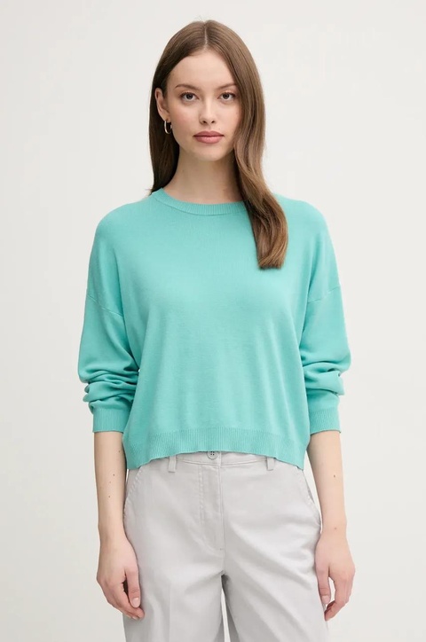 United Colors of Benetton sweter bawełniany damski kolor turkusowy lekki 1091D10D6 - zdjęcie produktu nr 1