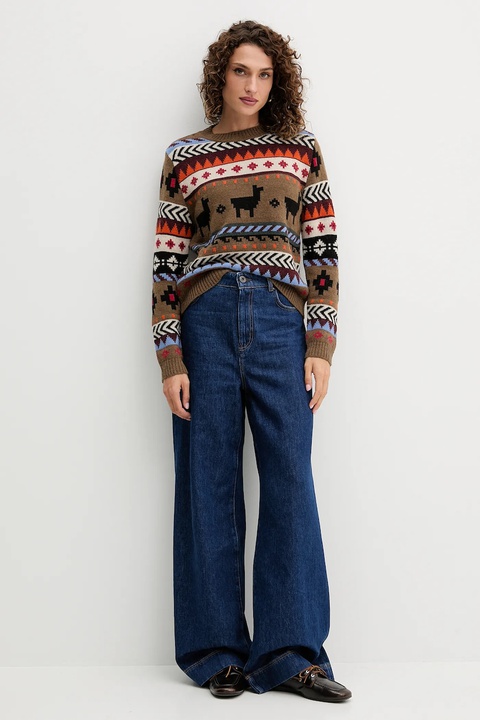 Weekend Max Mara sweter z dodatkiem wełny z alpaki QUIRITE damski kolor brązowy lekki 2525366302600 - zdjęcie produktu nr 2