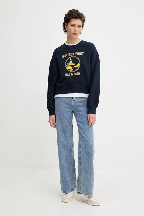 Rag & Bone bluza damska kolor granatowy z nadrukiem WCC25PH021V121 - zdjęcie produktu nr 2