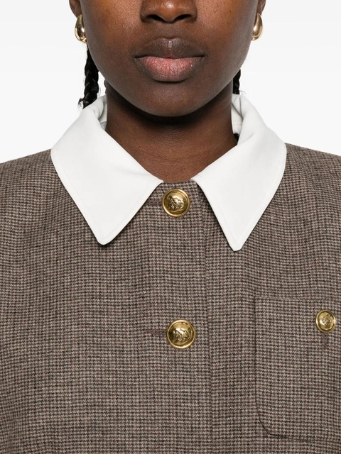 SANDRO houndstooth detachable-collar jacket - Brown - zdjęcie produktu nr 1