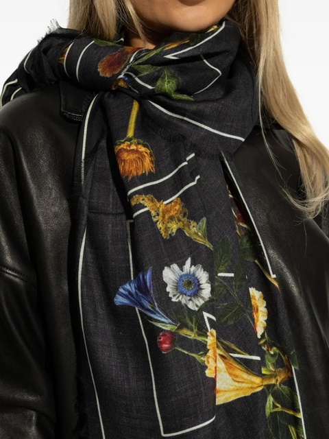 Off-White floral-print scarf - Black - zdjęcie produktu nr 2