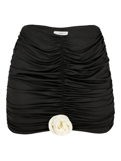 La Reveche gathered rose-embellished mini skirt - Black - zdjęcie produktu nr 1