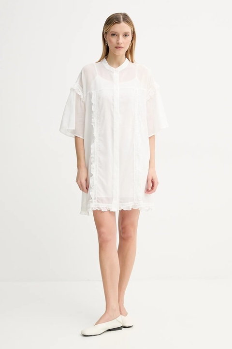 ISABELLE BLANCHE sukienka z domieszką jedwabiu kolor biały mini oversize IS25SS-A078-T018 - zdjęcie produktu nr 2