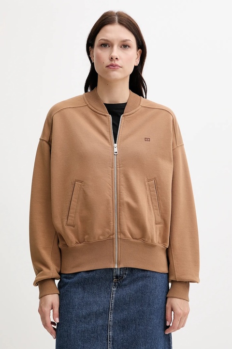 Tommy Hilfiger bluza bawełniana damska kolor brązowy gładka WW0WW45753 - zdjęcie produktu nr 1