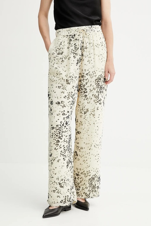 Calvin Klein spodnie damskie kolor beżowy proste high waist LV044B913G - zdjęcie produktu nr 1