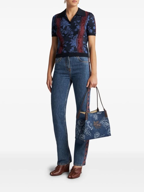 ETRO floral jacquard polo shirt - Blue - zdjęcie produktu nr 2