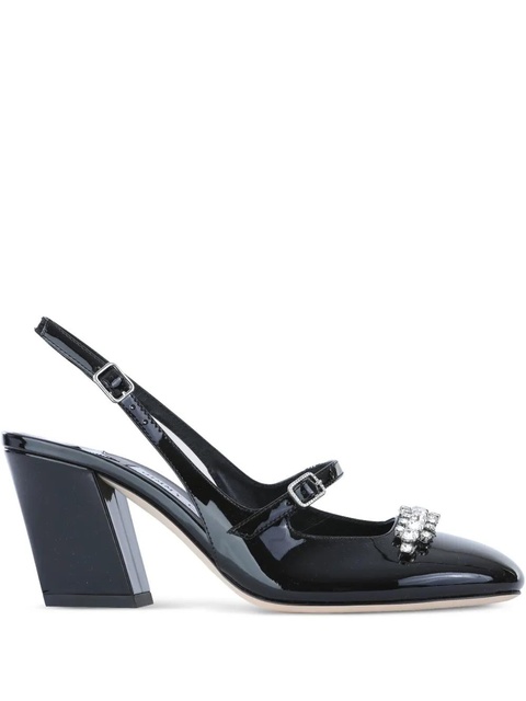 Jimmy Choo 85mm Belinda crystal-embellished slingback pumps - Black - zdjęcie produktu nr 2