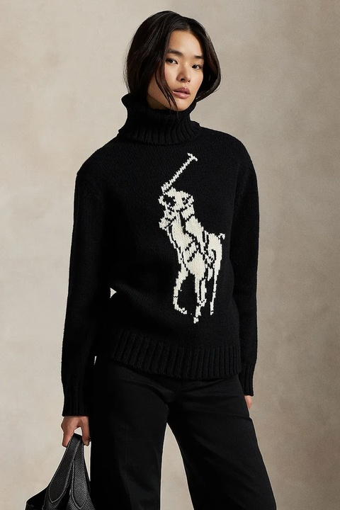 Polo Ralph Lauren sweter wełniany damski kolor beżowy z golfem 211978329 - zdjęcie produktu nr 1