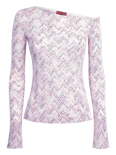 Missoni chevron-pattern off-shoulder sweater - White - zdjęcie produktu nr 1