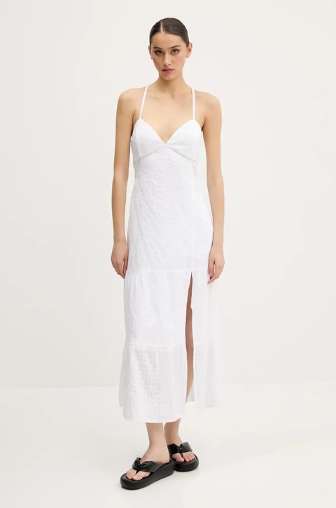 Hollister Co. sukienka bawełniana kolor biały midi prosta KI359-5079 - zdjęcie produktu nr 1