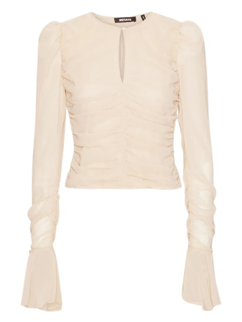 ROTATE BIRGER CHRISTENSEN puff-sleeve ruched top - Neutrals - zdjęcie produktu nr 1
