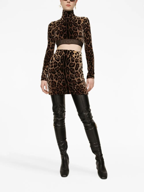 Dolce & Gabbana leopard-print high-neck blouse - Brown - zdjęcie produktu nr 2