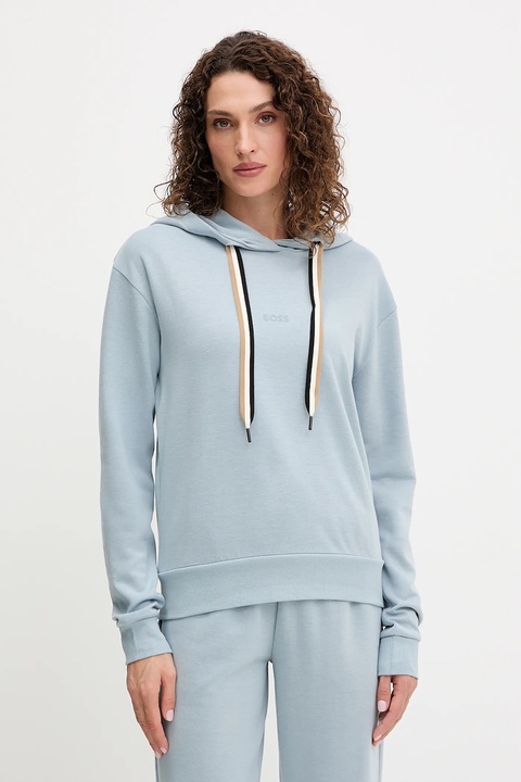 BOSS bluza lounge kolor niebieski z kapturem gładka 50524760 - zdjęcie produktu nr 1