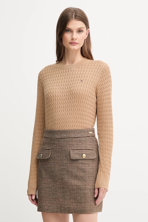 Tommy Hilfiger sweter bawełniany kolor zielony lekki WW0WW44993 - zdjęcie produktu nr 1