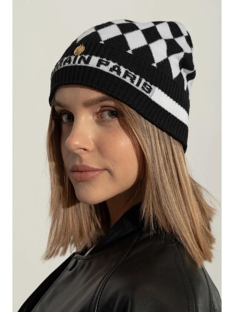 Balmain checked wool beanie - Black - zdjęcie produktu nr 1