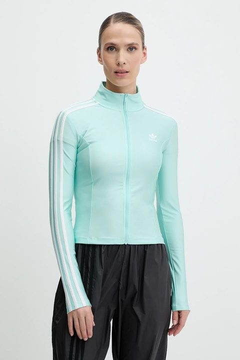 adidas Originals bluza 3-Stripes damska kolor turkusowy z aplikacją JC5579 - zdjęcie produktu nr 1