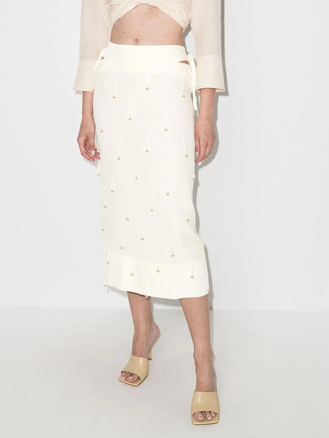Jacquemus Blé beaded high-waisted skirt - Neutrals - zdjęcie produktu nr 2