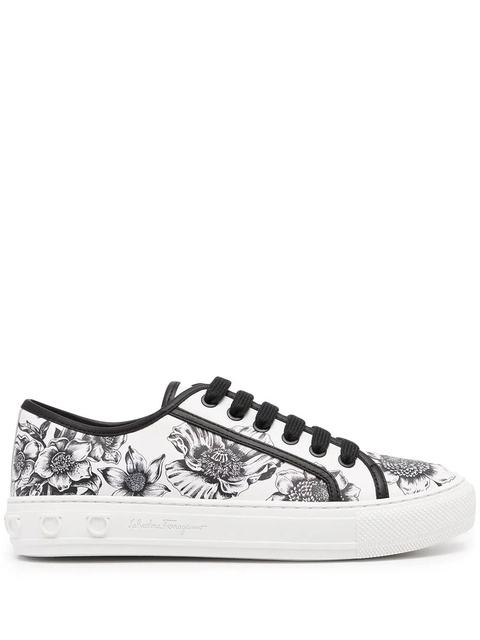 Ferragamo Borg floral-print sneakers - White - zdjęcie produktu nr 1