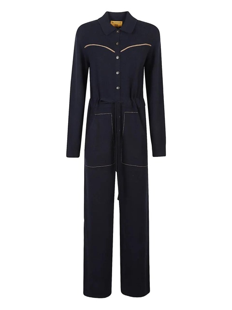 Guest In Residence yoke-detail cashmere jumpsuit - Blue - zdjęcie produktu nr 1