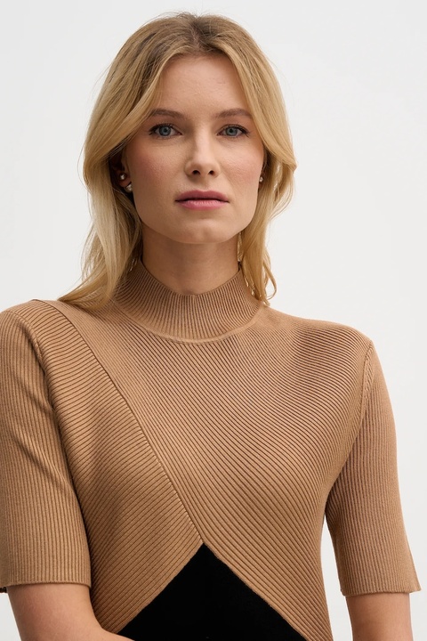 Dkny sukienka kolor brązowy midi rozkloszowana DD5D5150 - zdjęcie produktu nr 1