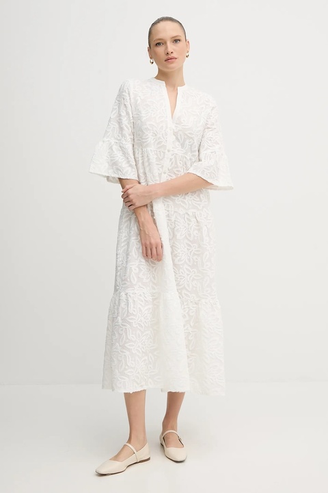 Marc Aurel sukienka bawełniana kolor biały maxi rozkloszowana 6544-1020-73855 - zdjęcie produktu nr 2