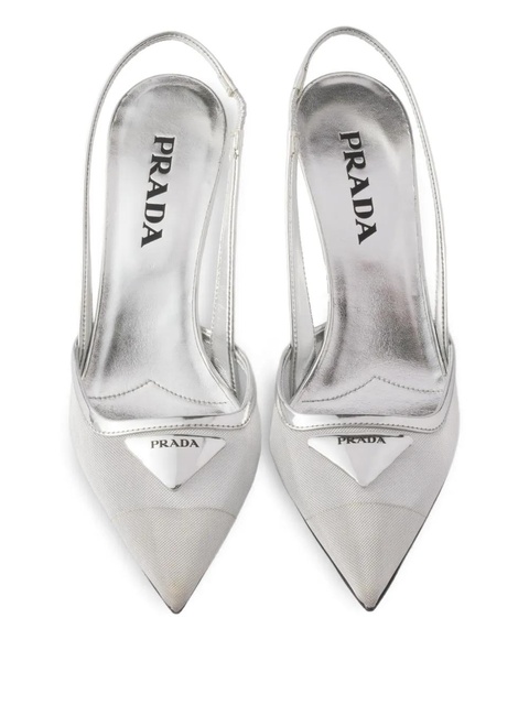 Prada 75mm triangle-logo slingback pumps - White - zdjęcie produktu nr 1