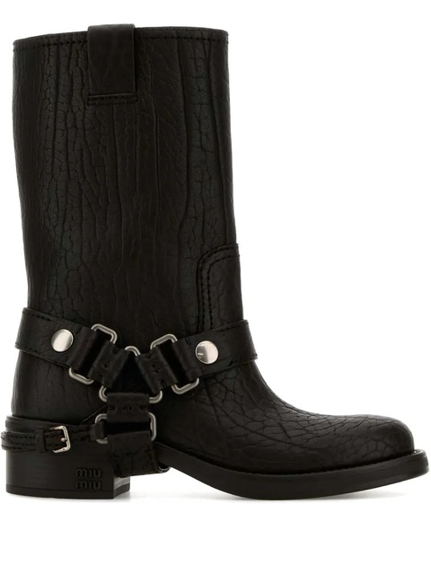 Miu Miu leather biker boots - Black - zdjęcie produktu nr 1