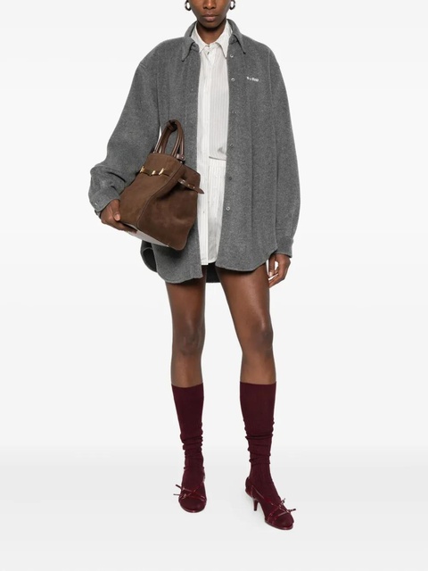 Miu Miu logo-embroidered shirt - Grey - zdjęcie produktu nr 2