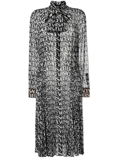 Versace logo-print silk shirtdress - Black - zdjęcie produktu nr 1