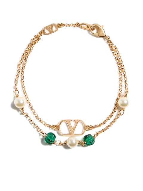 Valentino Garavani gold-tone logo bracelet - ALS GOLD/GREEN - zdjęcie produktu nr 1