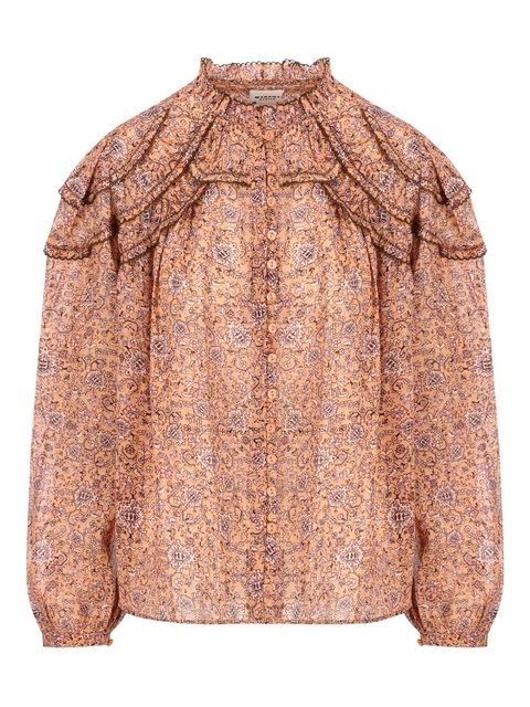 ISABEL MARANT ruffled floral-print shirt - Orange - zdjęcie produktu nr 1