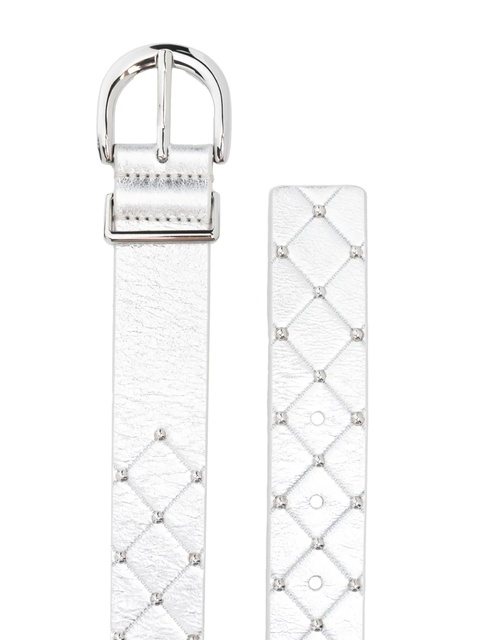 Maje quilted metallic leather belt - Silver - zdjęcie produktu nr 2