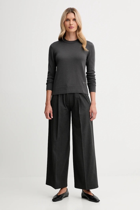 Calvin Klein sweter z dodatkiem wełny damski kolor szary lekki LV044D370G - zdjęcie produktu nr 2
