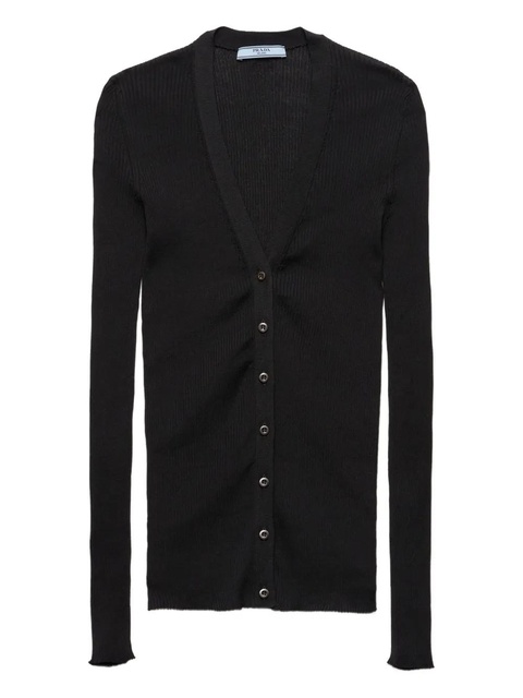 Prada ribbed-knit cardigan - Black - zdjęcie produktu nr 1