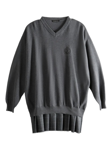 Balenciaga V-neck pleated dress - Grey - zdjęcie produktu nr 1