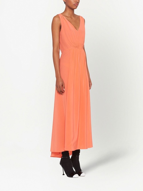 Miu Miu gathered-bodice silk dress - Orange - zdjęcie produktu nr 2