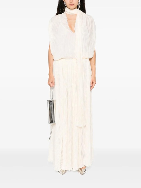 Blumarine pleated asymmetric midi dress - Neutrals - zdjęcie produktu nr 2