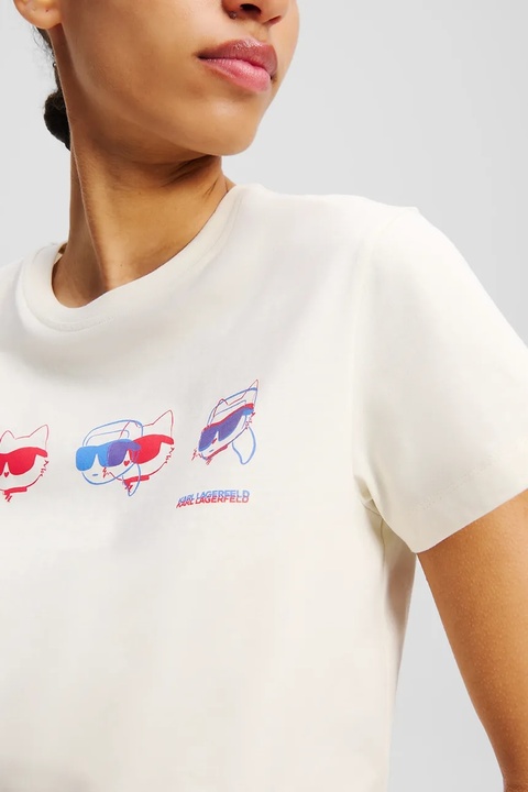 Karl Lagerfeld t-shirt bawełniany damski kolor beżowy A2W17114 - zdjęcie produktu nr 2