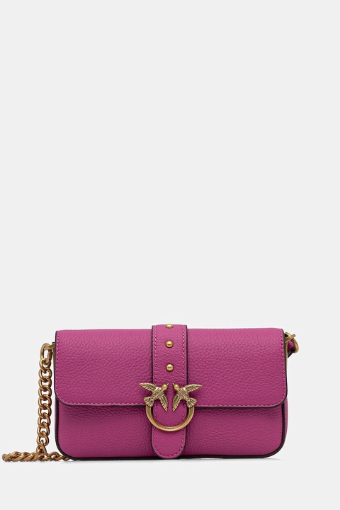 Pinko torebka skórzana kolor różowy 105353 A2OX - zdjęcie produktu nr 1