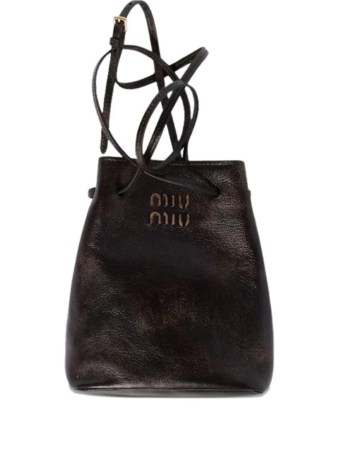 Miu Miu logo-detail drawstring shoulder bag - Brown - zdjęcie produktu nr 1