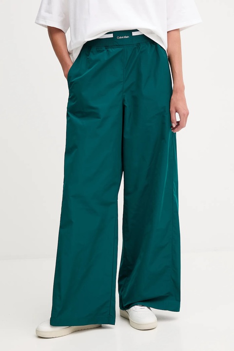 Calvin Klein Jeans spodnie damskie kolor zielony szerokie high waist LV044D609G - zdjęcie produktu nr 1